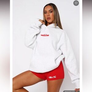 White Fox With Love In The Moment Oversized Hoodie Grey Marle